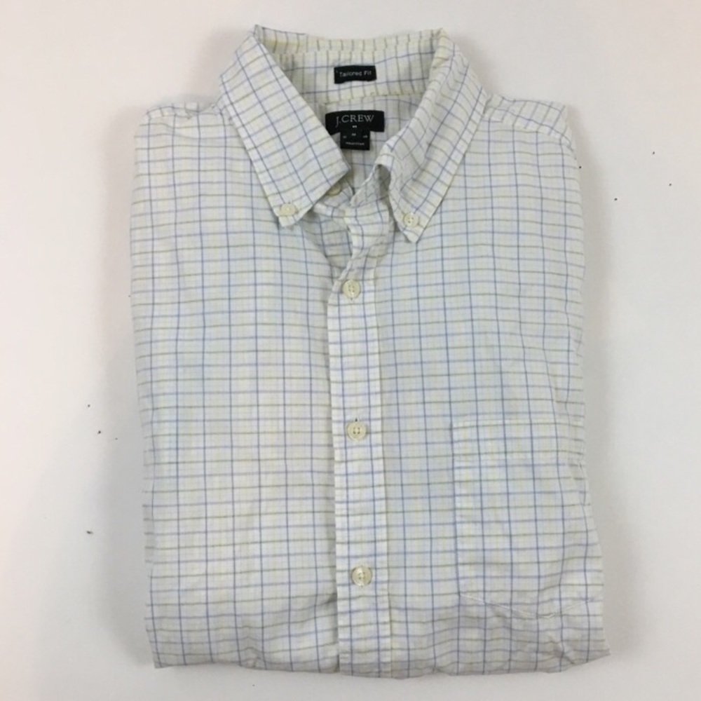 J. Crew White Plaid Tailored Fit Button Down Shirt